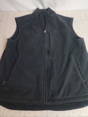 Duluth Trading Co Black Fleece Vest Mens L Full Zip Workwear Outdoor Layer